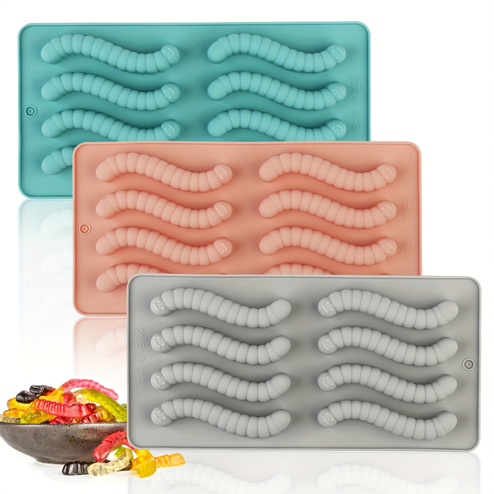 

Moule à Ver à Silicone Vibrant - Antiadhésif, Démoulage Facile, BPA, Parfait pour Décorations d'Halloween, Fabrication de Gâteaux, Gelatine, Gommes, Chocolaterie et Présentation des Aliments