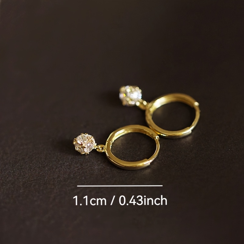 2pcs Women's S925 Exquisite Sparkling Ball Hoop Earrings