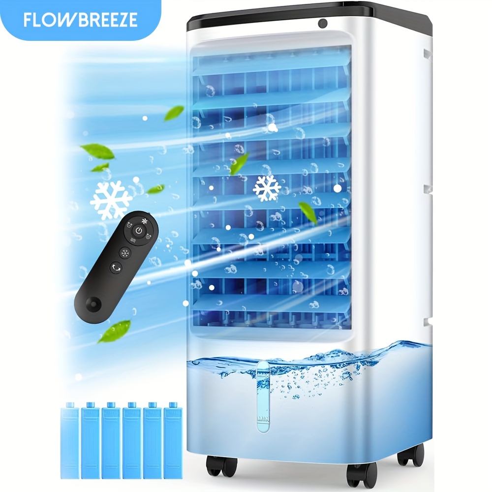 

Flowbreeze Evaporative Air Cooler, W/ 12h Timer For Auto-off, 6 Upgraded Ice Packs, 3-speed Windowless Air Cooler, Smart Remote, Portable Air Cooler For Room