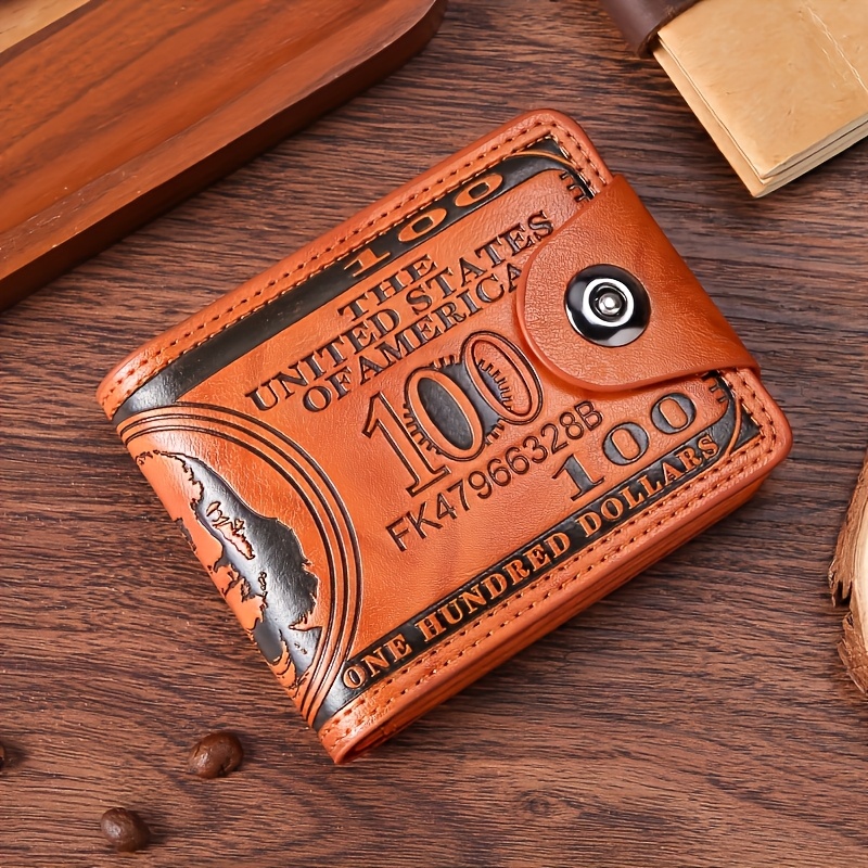 TEMU Men's Dollar Style Creative Wallet, Leather Wallet, Unique Dollar Design, Multi-card Double Fold Classic Short Wallet, Man's Dollar Wallet, A Good Gift For Father, A Stylish Wallet