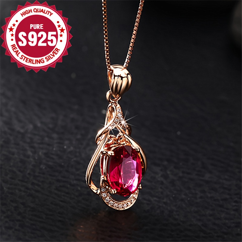 

925 Pure Silvery Low Allergy Gemstone Pendant Necklace For Women Water Drop Pendant Gift For Valentine's Day