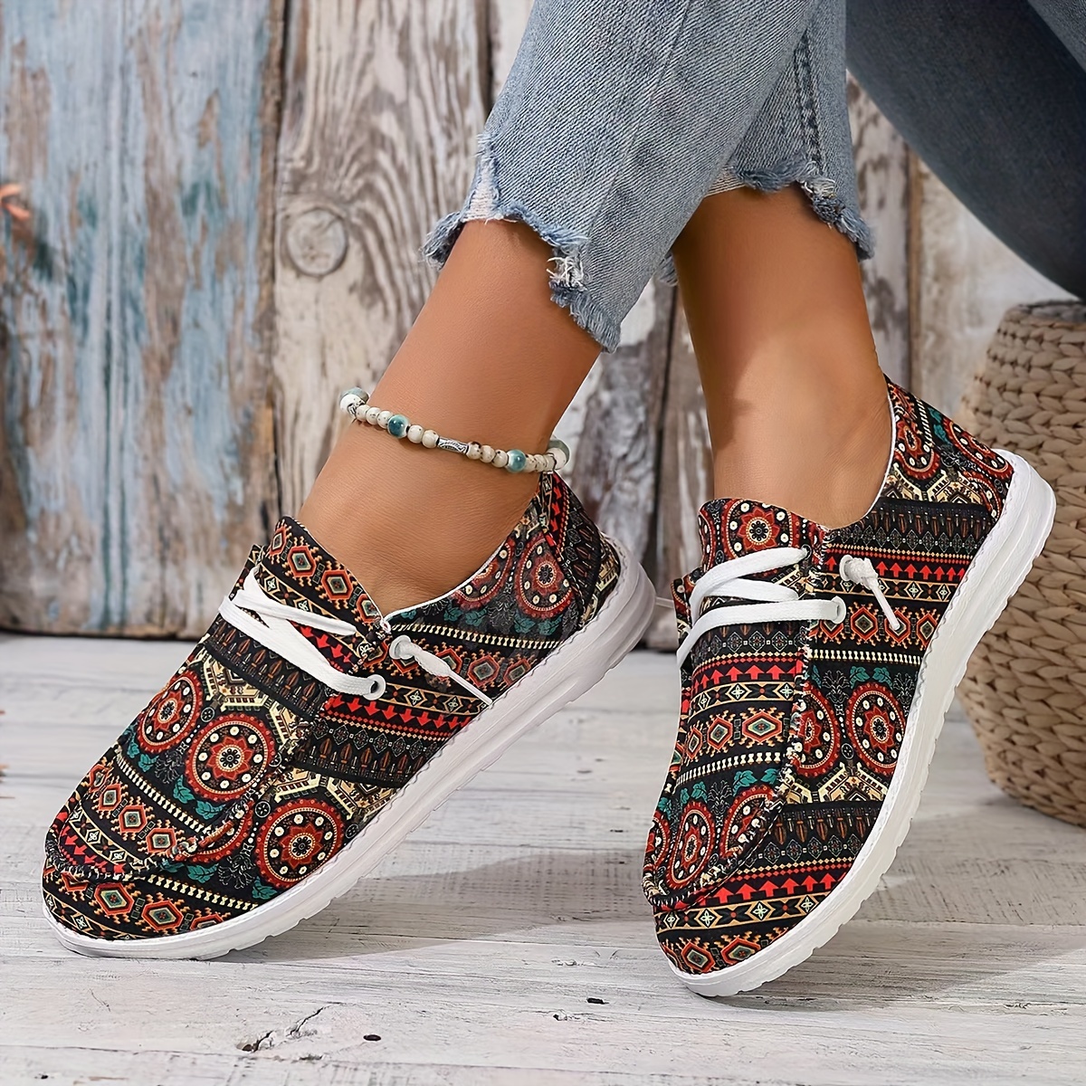 Zapatillas Bohemias Étnicas para Mujer y con Forro de Red con Mandala  EVA para Comodidad Todo el Año Zapatos Casuale