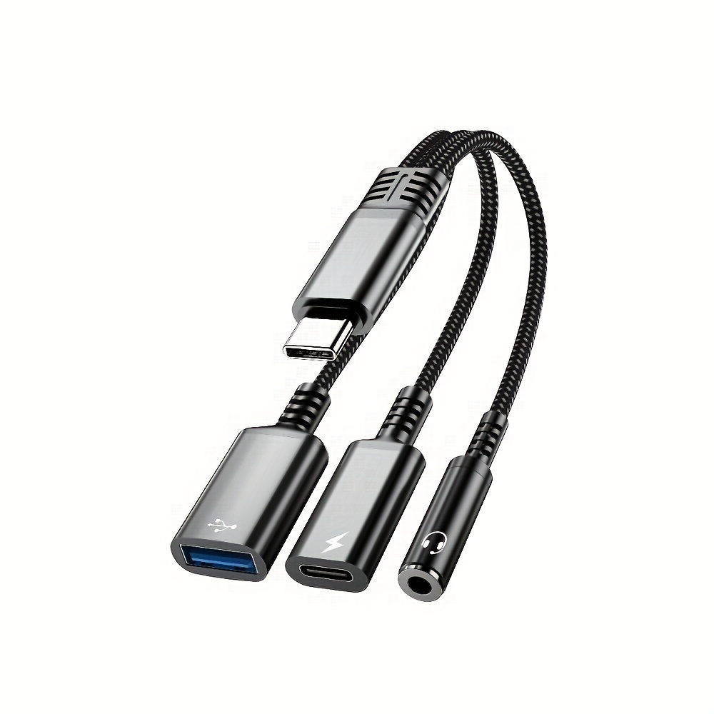 3 In 1 Type-c Adapter, Usb C To 3.5mm Audio Adapter, Type C To Usb Otg Adapter And Usb C Fast Charging Cable, Suitable For Iphone 15-17/ For And Other Cell Phone Converter