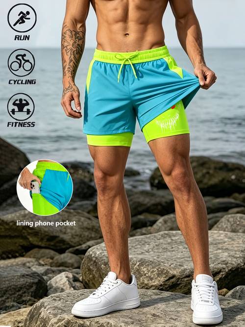 mens quick dry swim trunks solid color lightweight beach shorts for swimming surfing gym travel machine washable polyester mens swim shorts with lining for summer beachwear adjustable waistband for