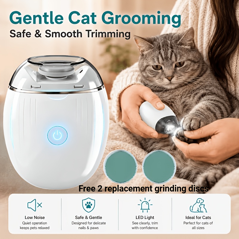 TEMU Upgraded Pet - 3-speed Adjustable Led Lights, Usb Rechargeable Nail Trimmer, Electric Care Tool, Suitable For All Types Of Pets, Cats, Dogs,