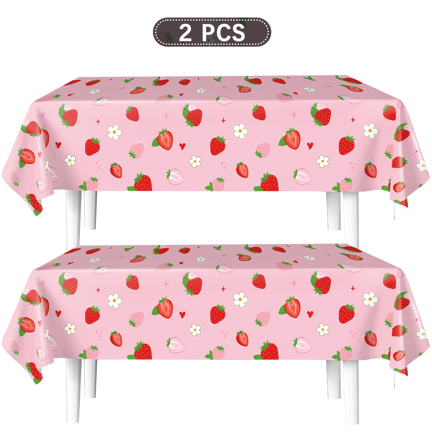 TEMU Halloween, Natale, Decorazioni per feste di compleanno, 2 pezzi Tovaglie per feste, Tovaglie per feste di compleanno a tema fragola, Decorazioni