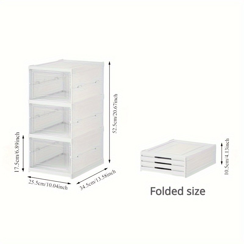 1pc white foldable shoe organizer boxes modern no   plastic storage bins dustproof moldproof stackable drawer shoe cases space saving   2