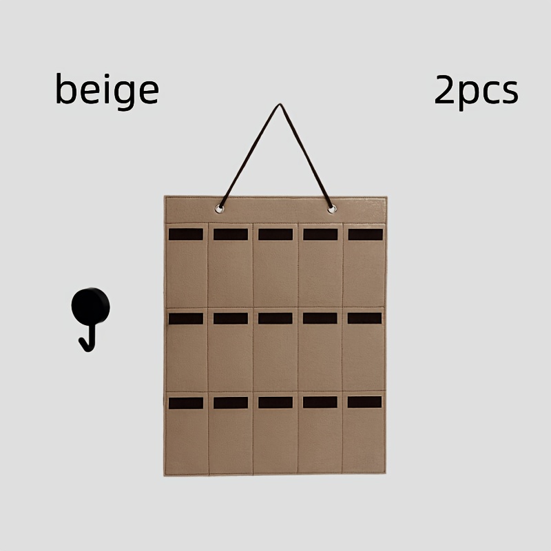 TEMU 2pcs Set (1 Hanging Bag+1 Hook) Hanging Storage Bag, Multi Grid Design, Suitable For Glasses, Hair Bands, Miscellaneous Items, Suitable For