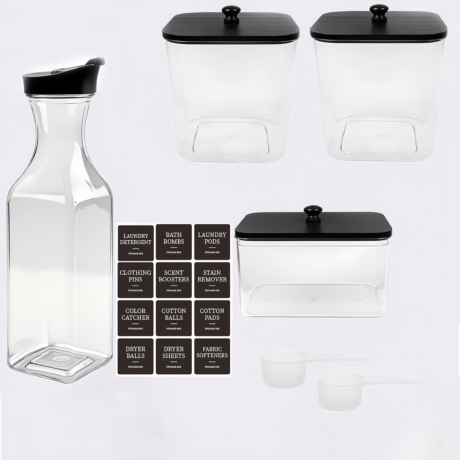 Laundry Pod Containers And Dryer Sheet Holder And Laundry Detergent Dispenser Clear Laundry Room Organization And Storage Box With Lids Labels And Spoon