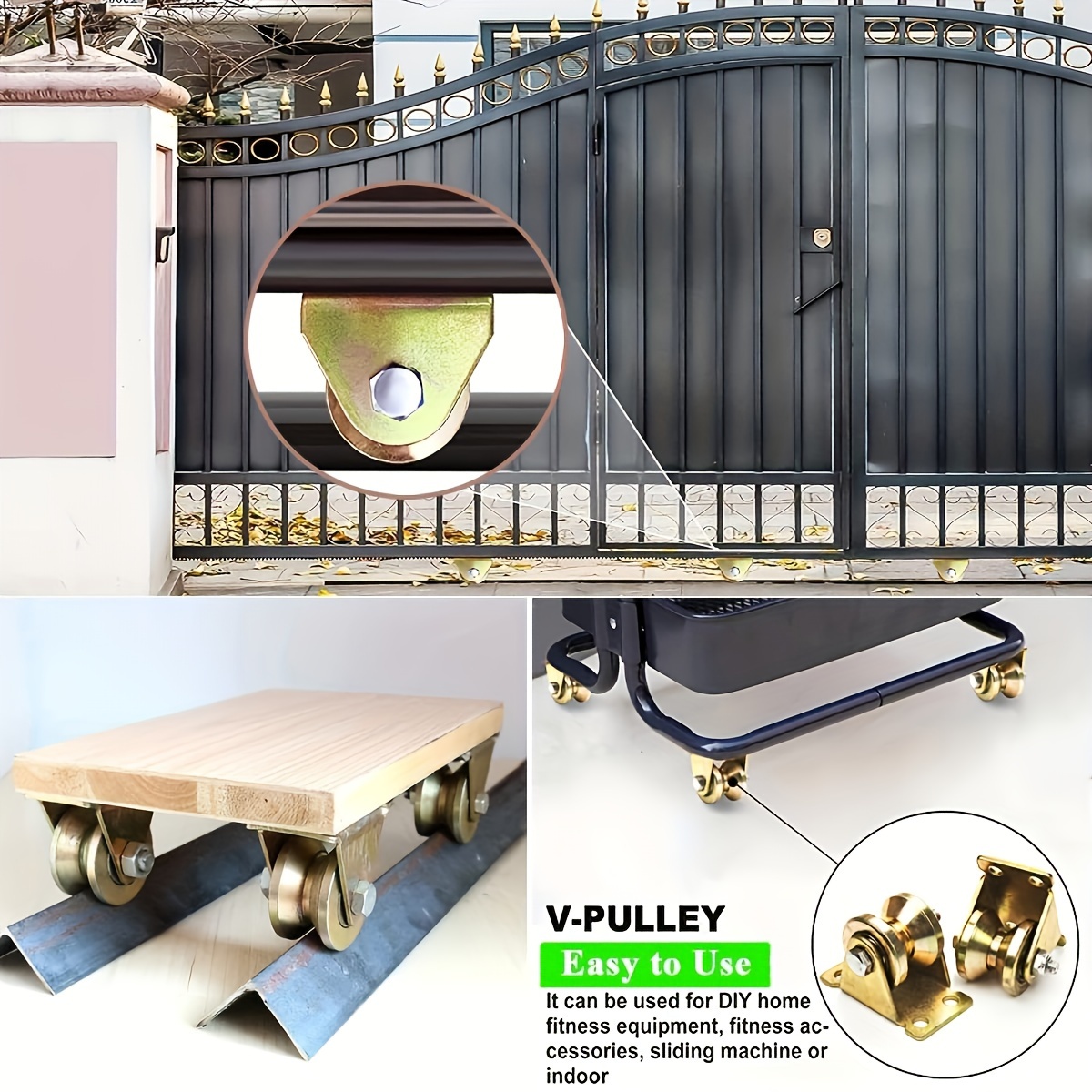 Lot 2 Roues Triangulaires Escalier Acier Inoxydable – Diamètre 9 Cm, Hauteur 22 Cm – Pour Chariot De Courses, Meubles, Linge