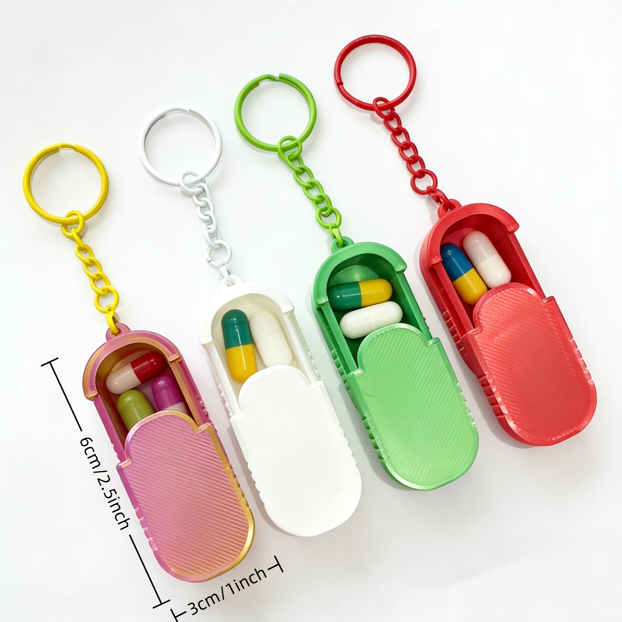 Image of 4 Pack Mini Pill Case With Keychain, Portable Pill Container, Waterproof Pill Box For Travel, Pocket, Purse, Ideal For Storing Pills, Vitamins, Supplements