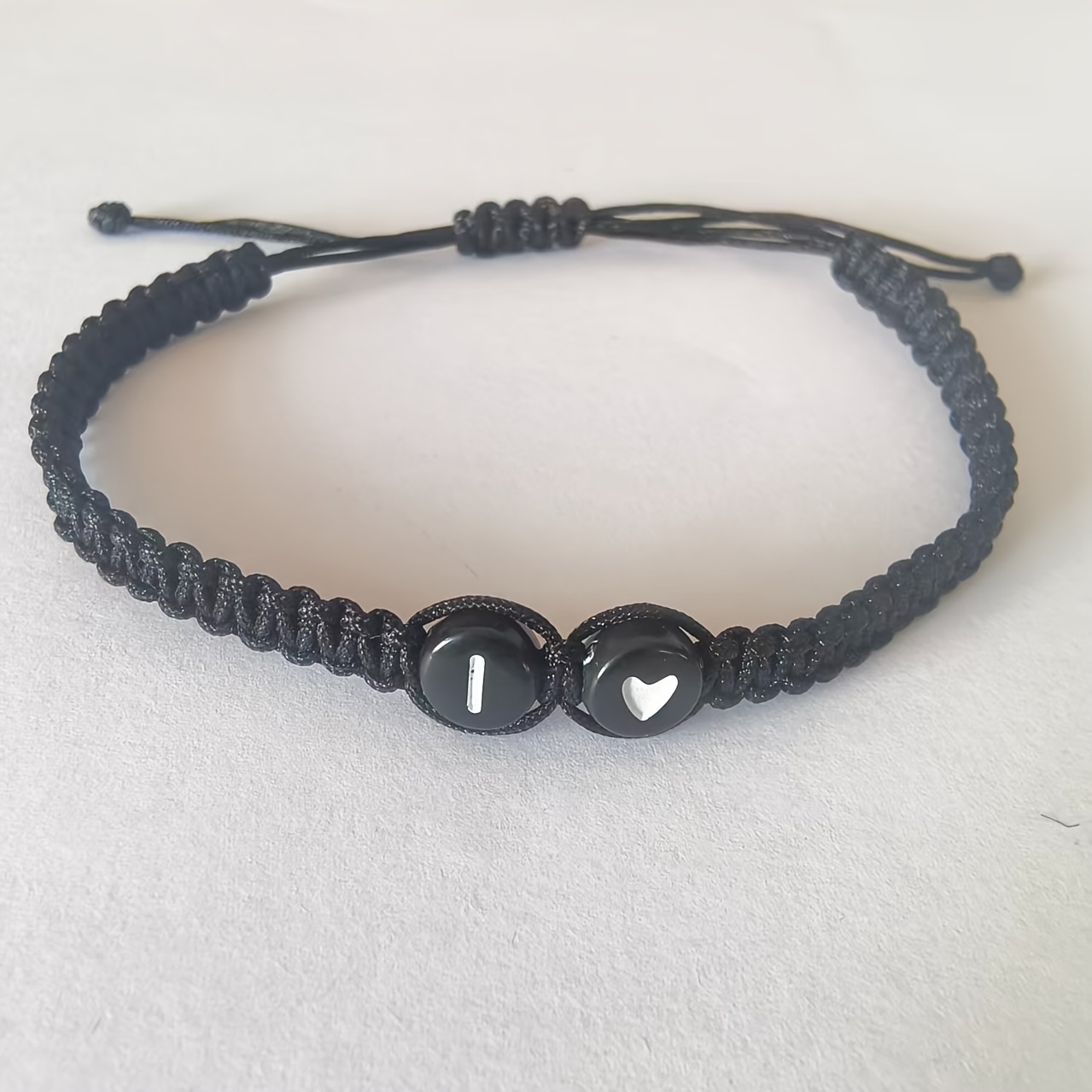 Stylish Adjustable Black and White Heart Couple's Letter Bracelet