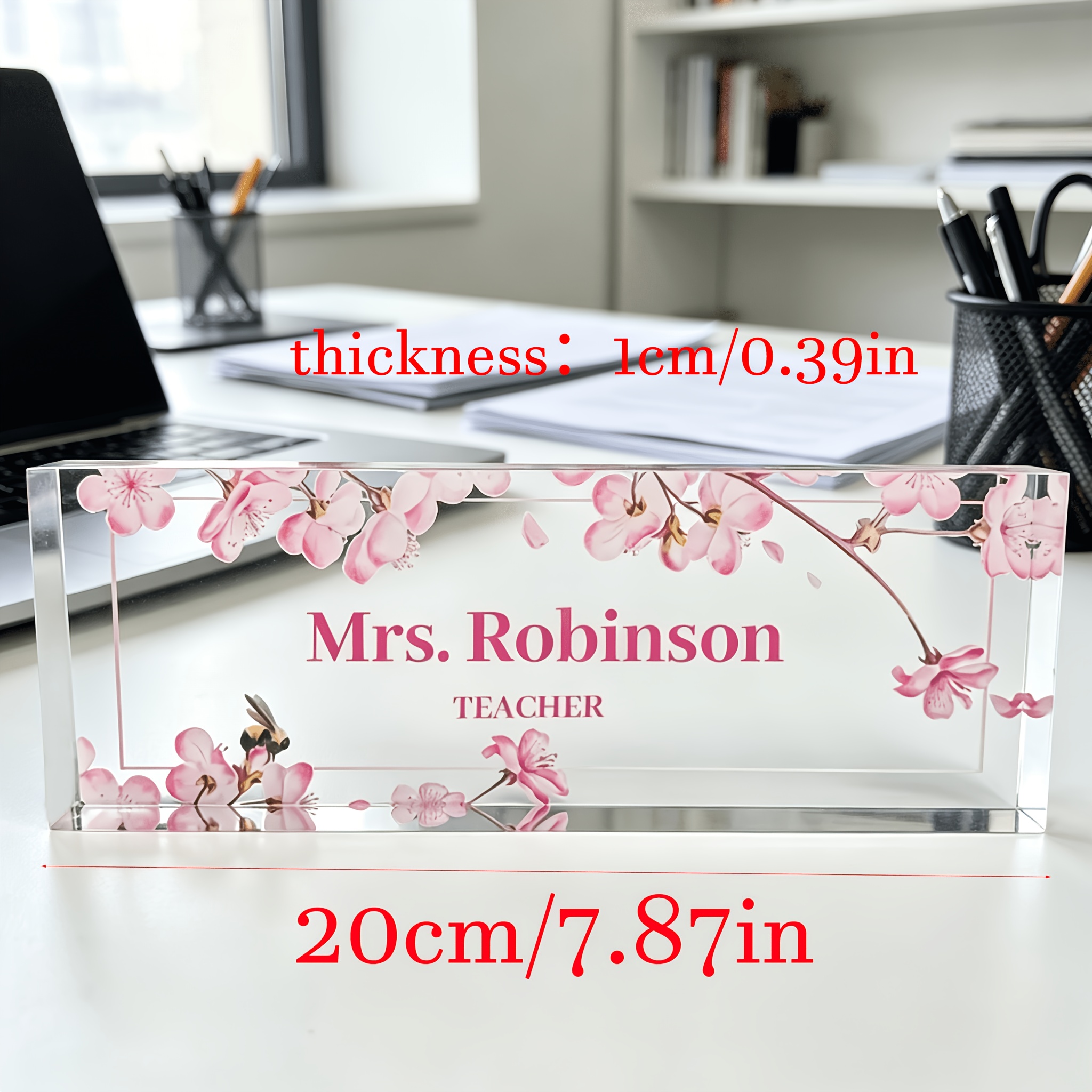 E-shop Individuelles Acryl Schreibtischschild - Personalisiertes Büroaccessoire, ideales Geschenk für Kollegen, Chefs, Krankenschwestern und