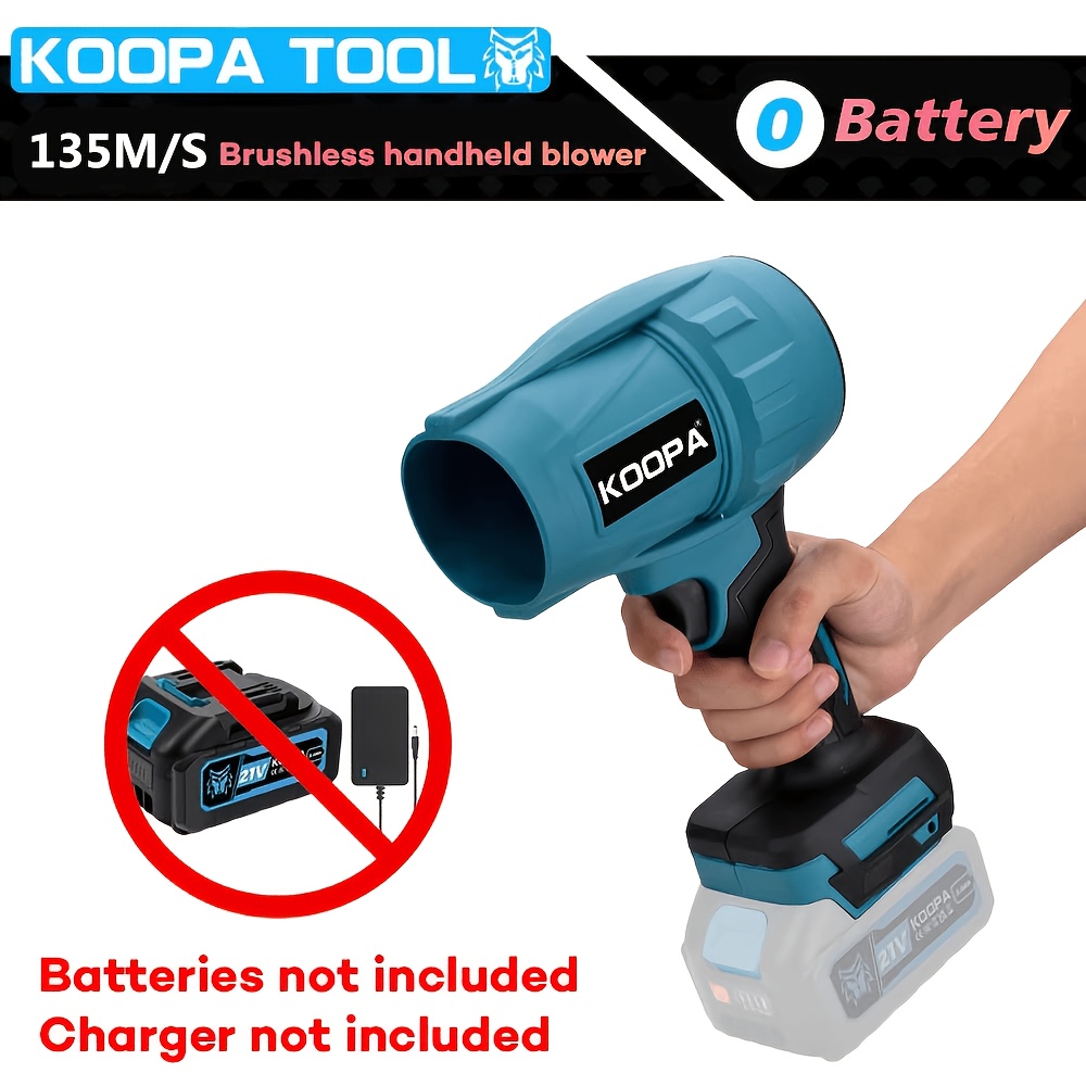 Koopa Tool Portable Cordless Electric Leaf Blower, Battery Powered Brushless Powerful For Cleaning Leaves, Snow, Dust And Car Interior Cleaning