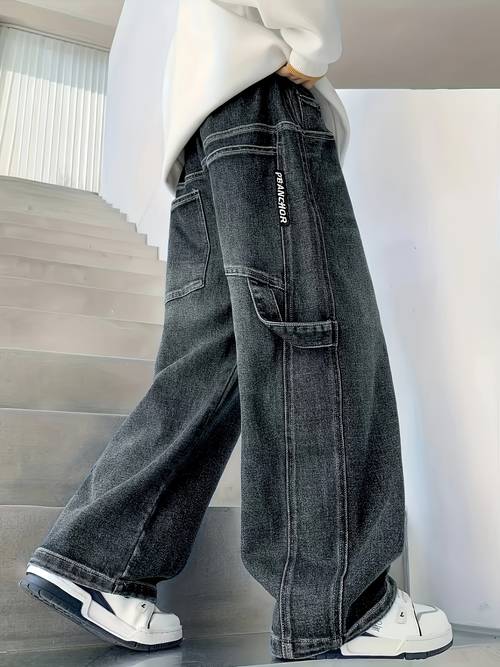 afstudeerseizoen, moederdag, nationale feestdag modetrend jongensjeans, vier seizoenen rechte casual broek voor kinderen, lange spijkerbroek voor kinderen