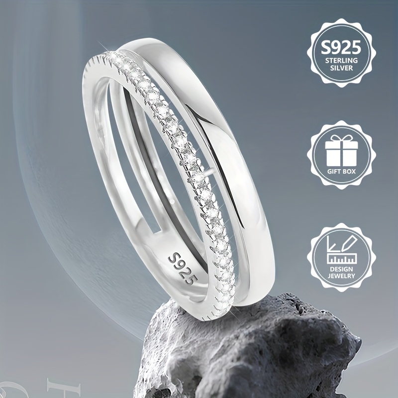 925 Silver Double Layer Ring - Simple & Elegant Design