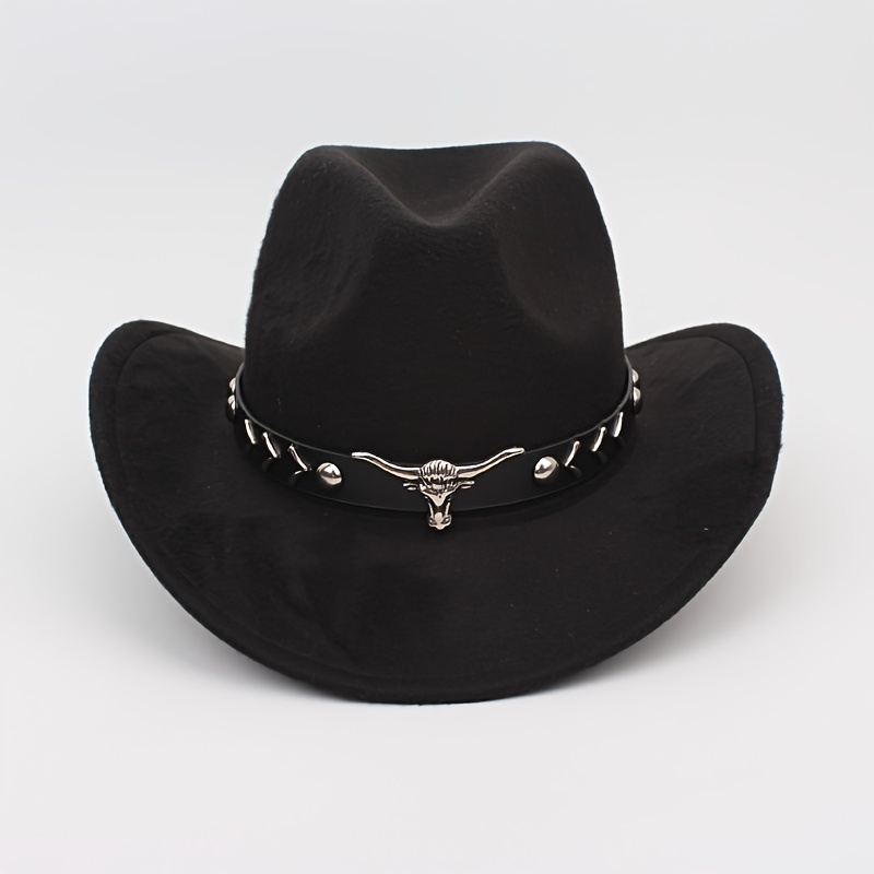 1pc stylish red cowboy hat black embroidered band - Temu display picture 3