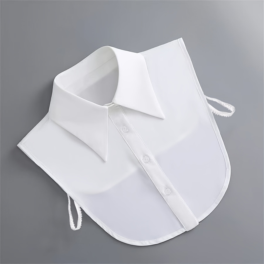 TEMU Women's Elegant White Detachable Large Lapel Vest Collar, Open-style Faux Collar , Wearable With Clothing Additions, Suitable For Dresses
