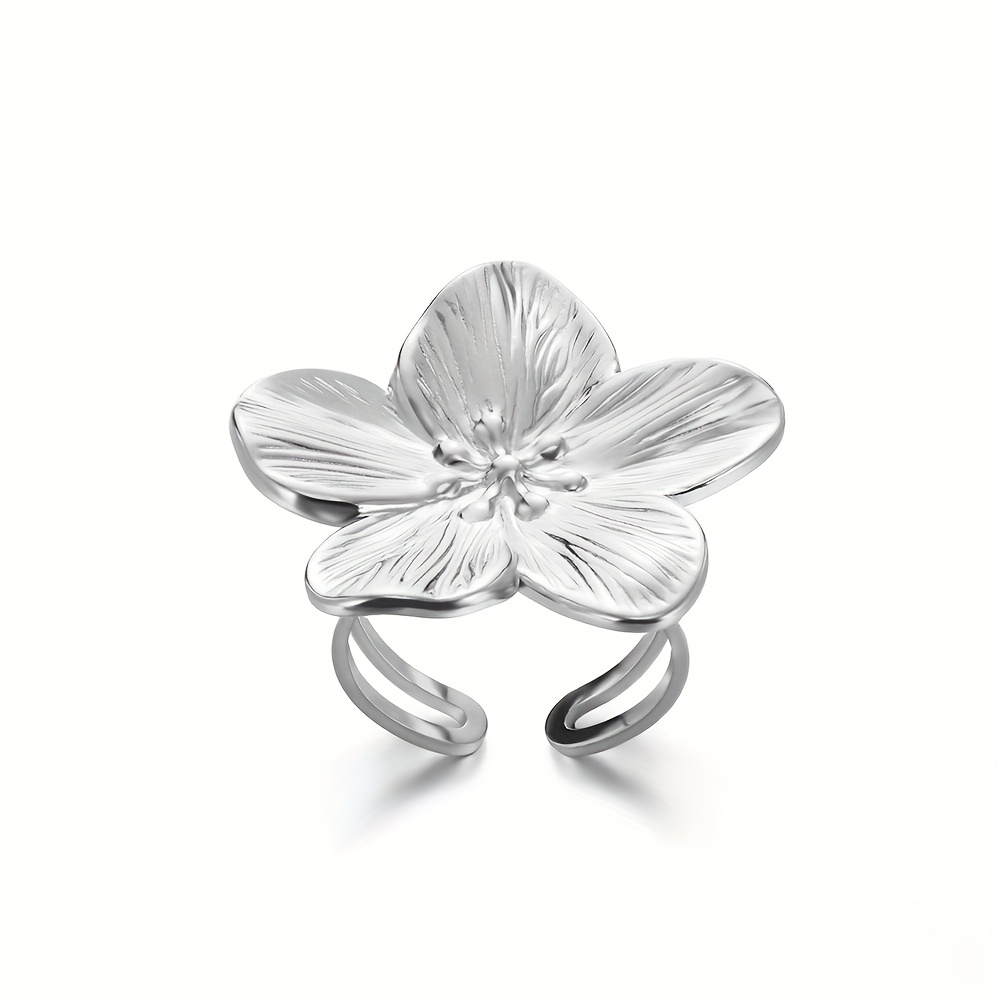 TEMU 1pc Anillo Abierto de Flor Individual de Moda Clásica Adecuado para Combinación Diaria Regalo de Vacaciones Regalo de