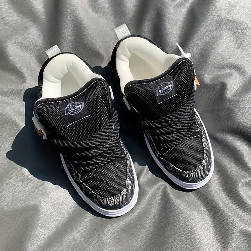 TEMU Classic Versatile Black And Gray Bread Shoes Comfortable Thickened Tongue Sneakers Low-top Trendy Durable Casual Shoes Autumn And Winter Outdoor