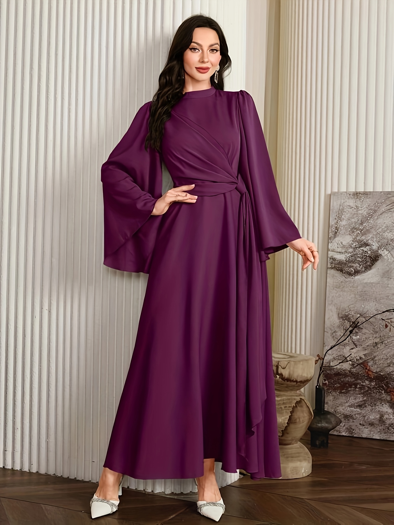 how to choose a flattering bodycon dress for evening events Glimmer Long Evening Dress for Muslim Women Long Sleeves Crystals Bead main image 1