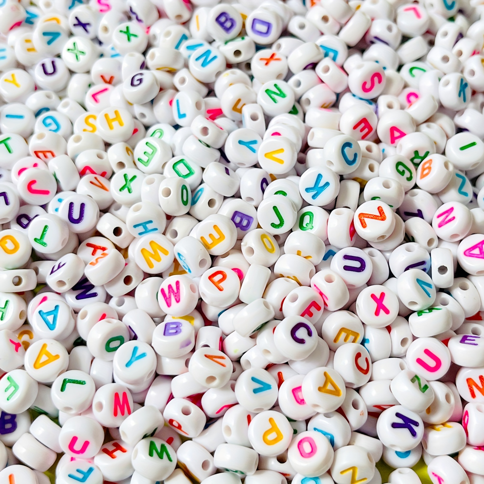 

Multicolor Acrylic Alphabet Letter Beads 4x7mm - 100/300/500pcs Assortment For Diy Jewelry Making, Bracelets, Necklaces, Crafts, Small Business Supplies With Storage Bag