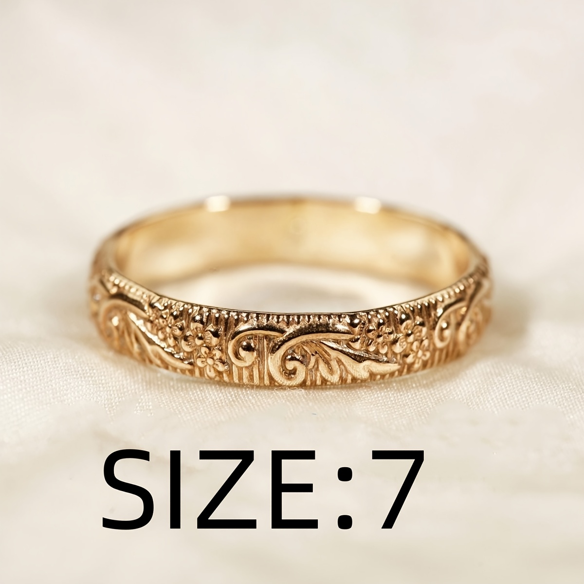 Unisex Exquisitely Carved Copper Ring, Elegant Gift