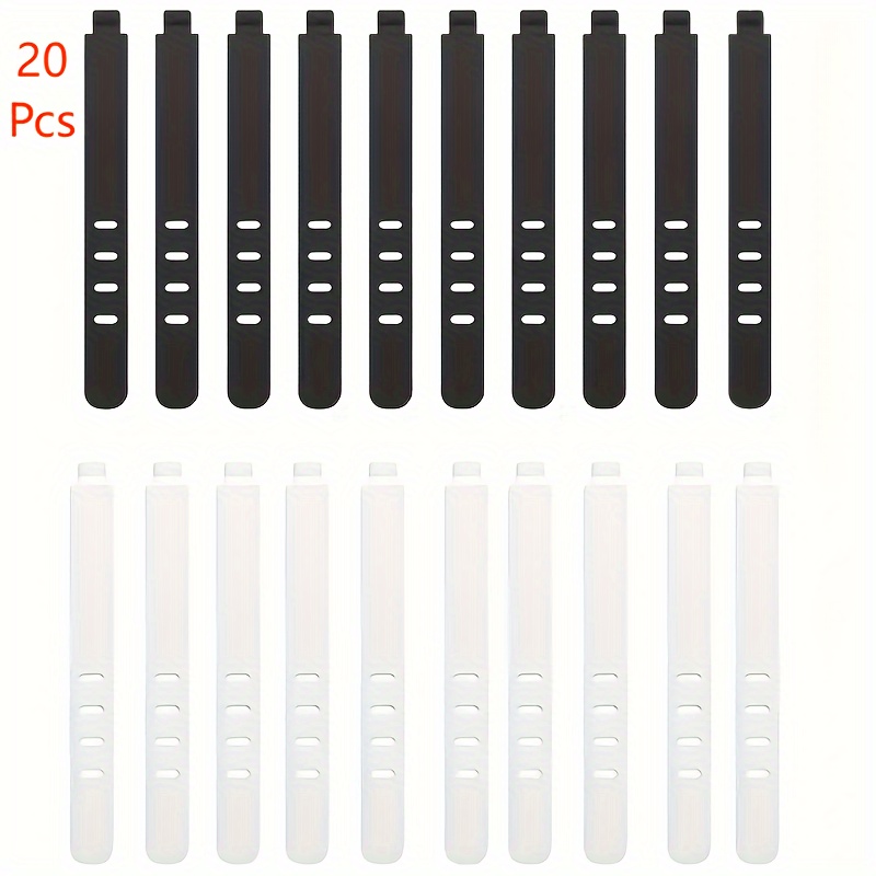 Image of 20pcs Silicone Harness Wire Strap Black And White Two-color Data Cable Management Wire Strap Silicone Tie Strap Four-hole Elastic Wire Harness Wire Strap Reusable Detachable
