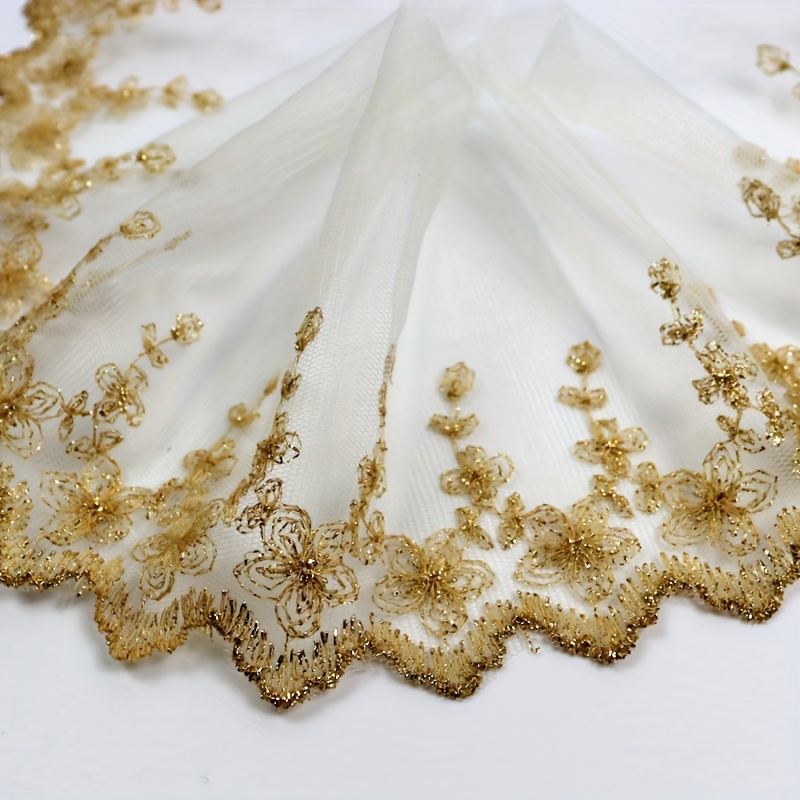 E-shop 3 Yard goldene bestickte Spitzenborte, 12 cm breite Spitze mit , DIY handgefertigte Zierborte