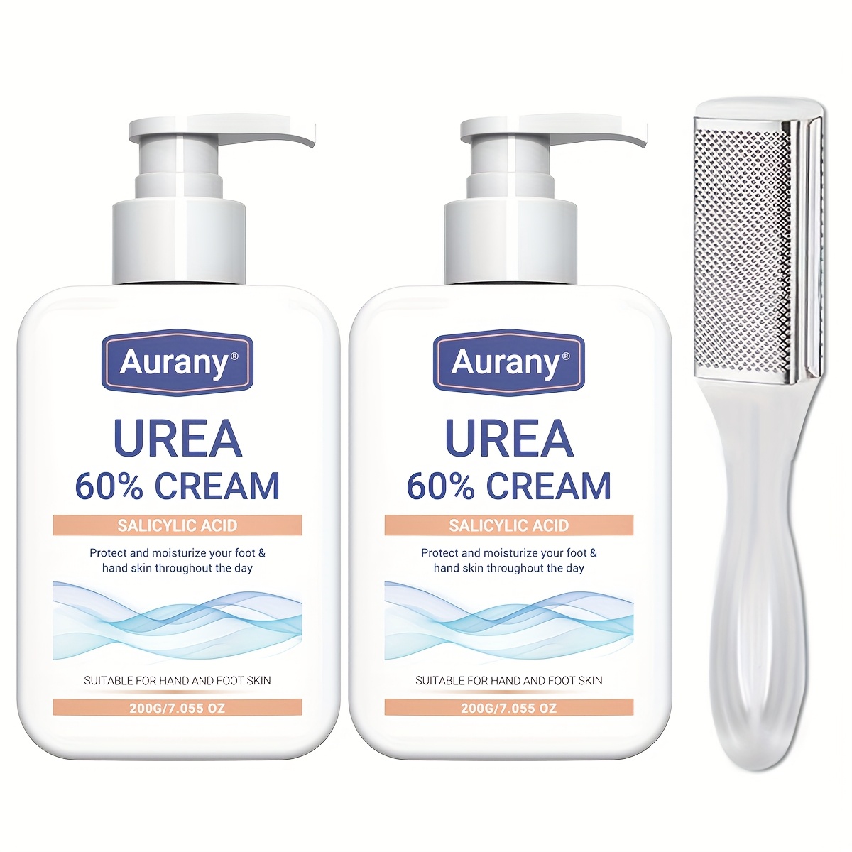 TEMU 2pcs - 60% Urea Cream For Foot + 2% Salicylic Acid + Dual-sided Stainless Steel Foot File, Halloween, Christmas Gift. Urea Foot Cream For Rough,