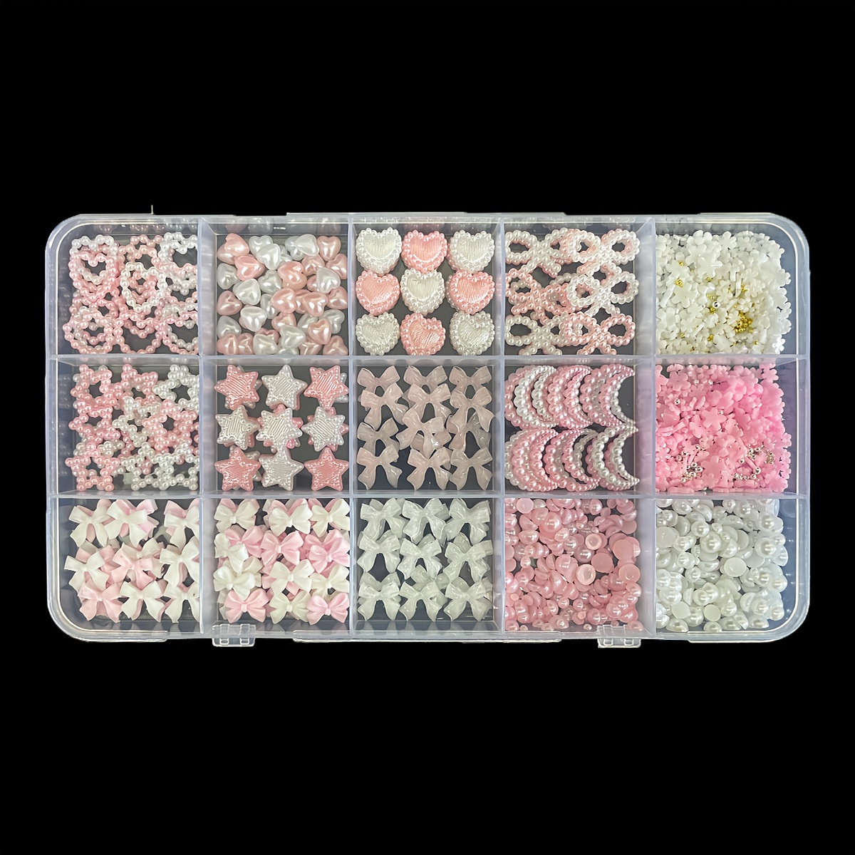 Image of 3d Nail Charms For Coquette Nails Design Set 3, White&pink Nail Bows + Assorted Star Moon Bowknot Cute Nail Jewels + 3d Flower Charms And Nail Pearls