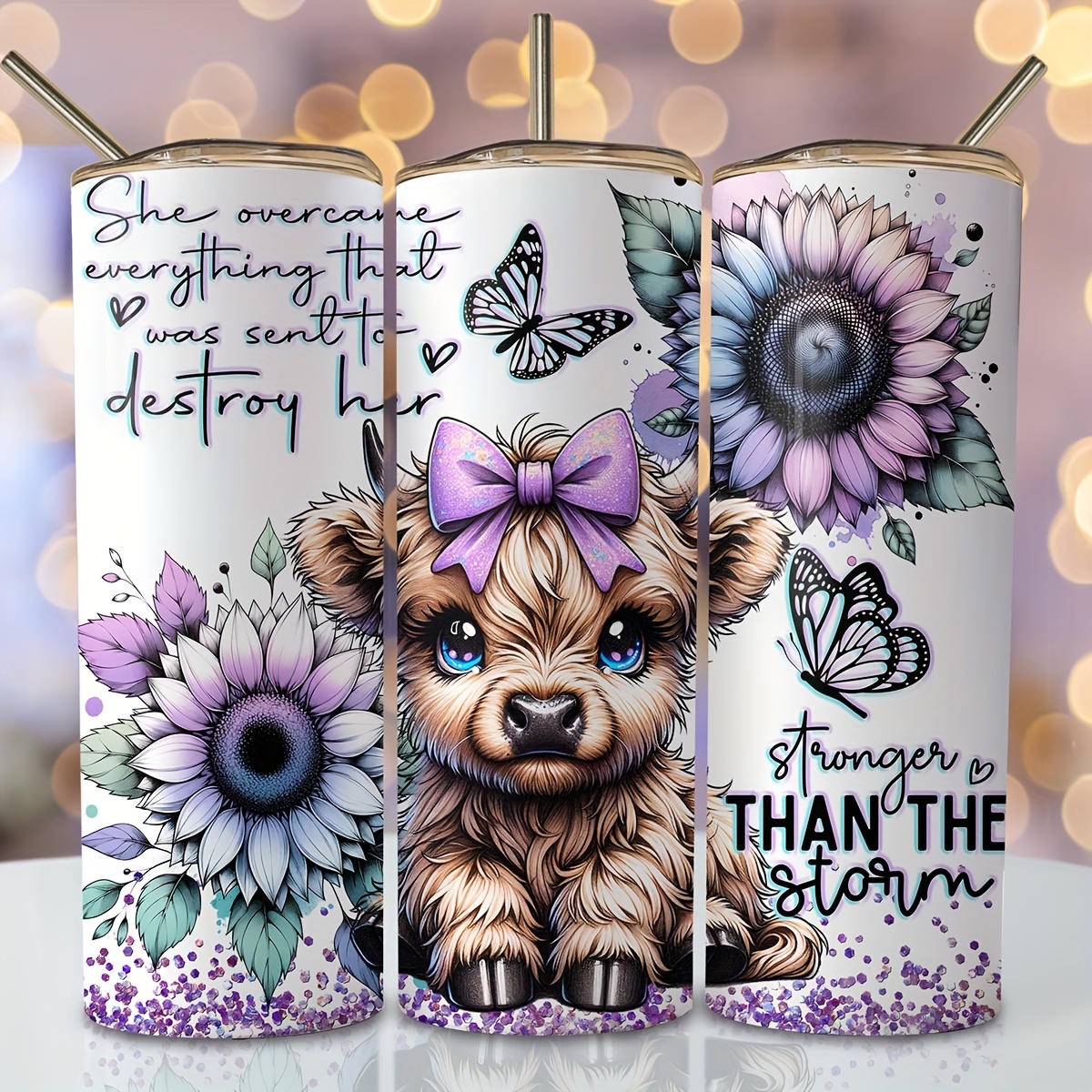 

4pcs Set Highland Cow & -resistant Diy Transfer Stickers For 20oz Glass Cups - Waterproof, High-quality Adhesive Decals For Crafting And Decorating