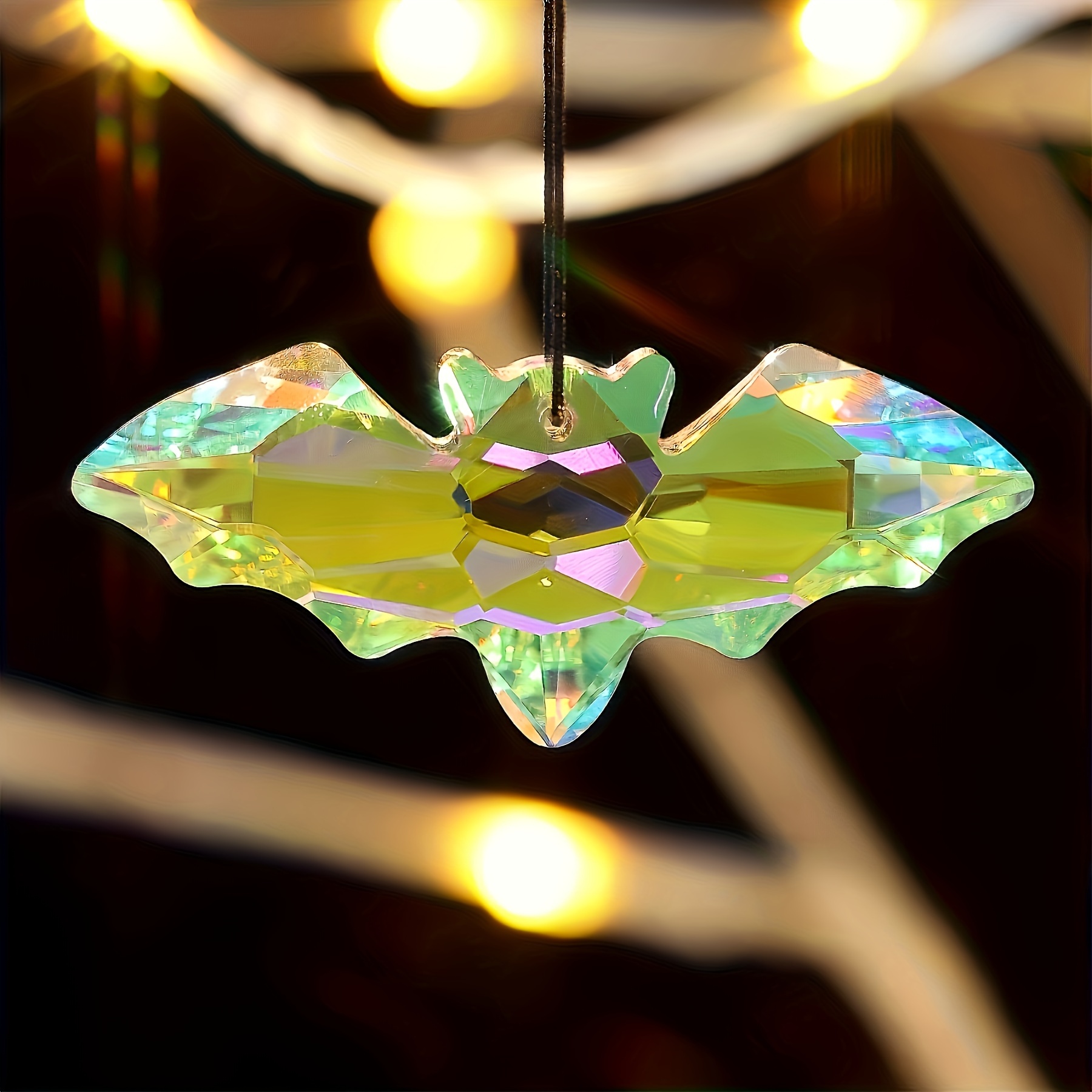 

Crystal Bat Ornament 1pc - Glass Beading Craft Supplies, Handcrafted Artistic Pendant, Ideal For , Christmas, Valentine's Day Decor Gift - Iridescent Finish