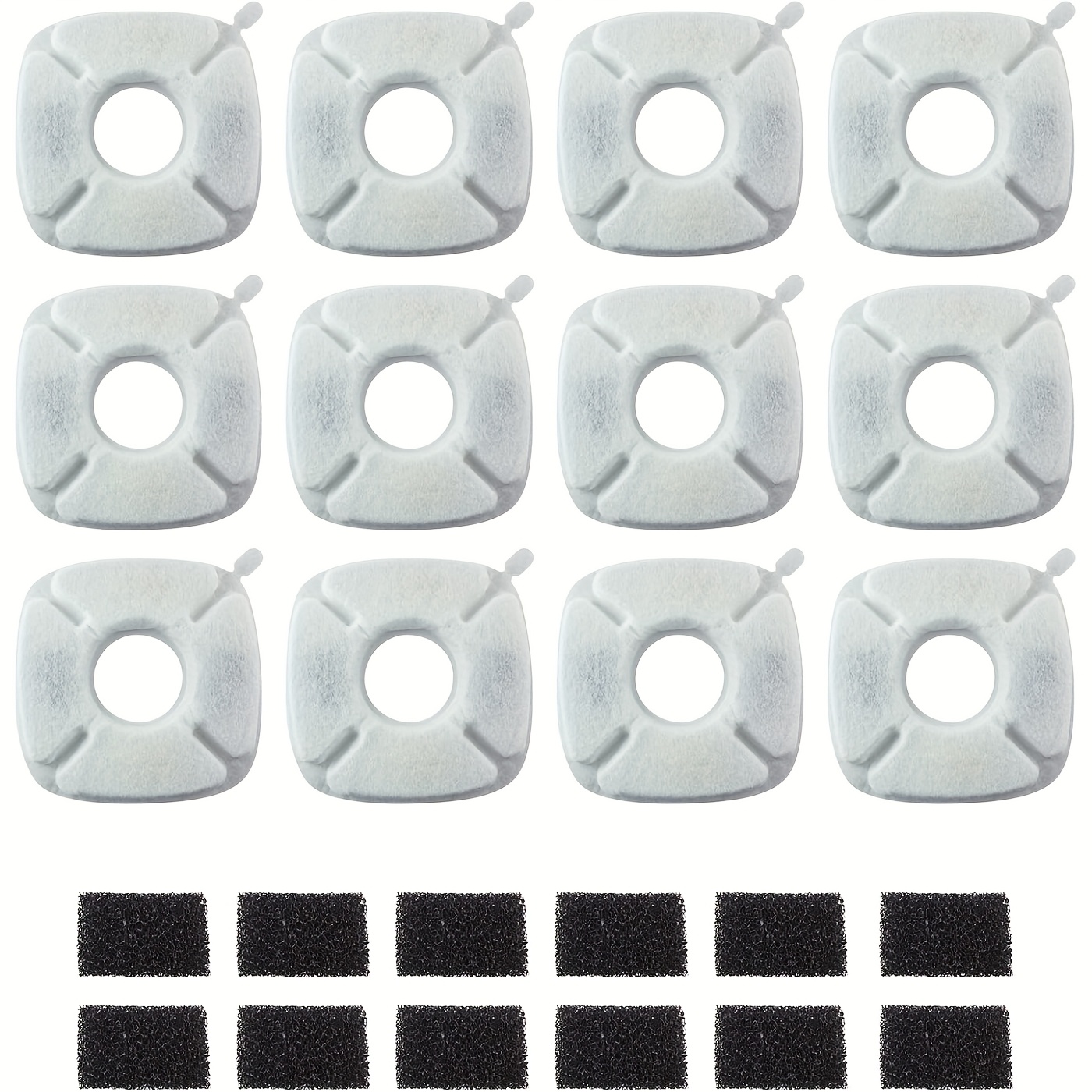 TEMU Replacement Filters For Cat Fountains - Includes 12 Filters And 12 Pre-filter Sponges, Suitable For 95oz/2.8l Pet Water Fountains For Cats And Dogs, Without Battery