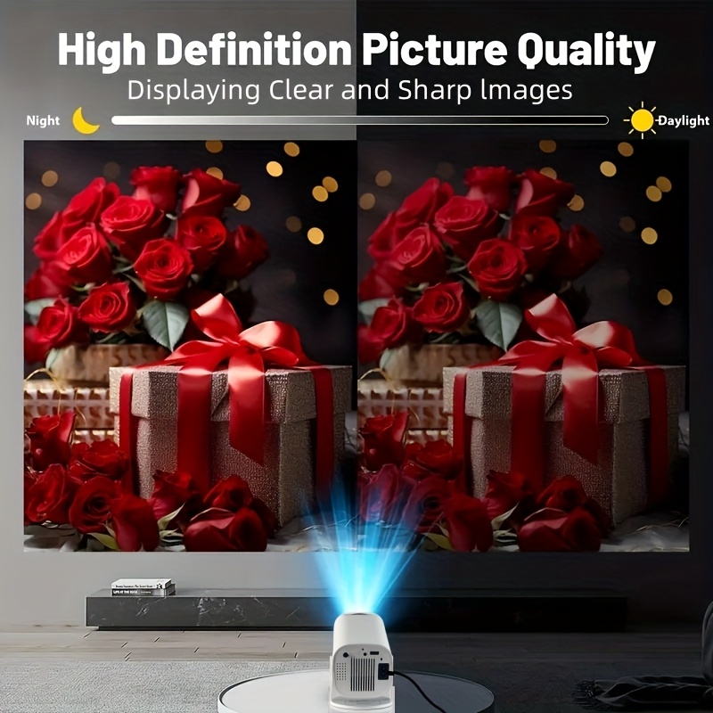 Projecteur intelligent sans fil | Prend en charge le décodage 4K, résolution locale 1280*720p, Android 11, angle de projection 180°, idéal pour le cinéma maison, les films sur le mur, la visualisation par téléphone ou la télévision