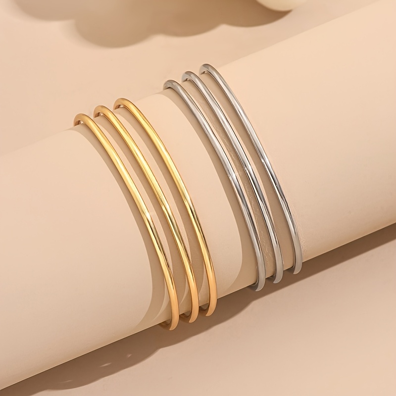 2pcs Women's Plated Multi-Layer Open Bangle Bracelet Set