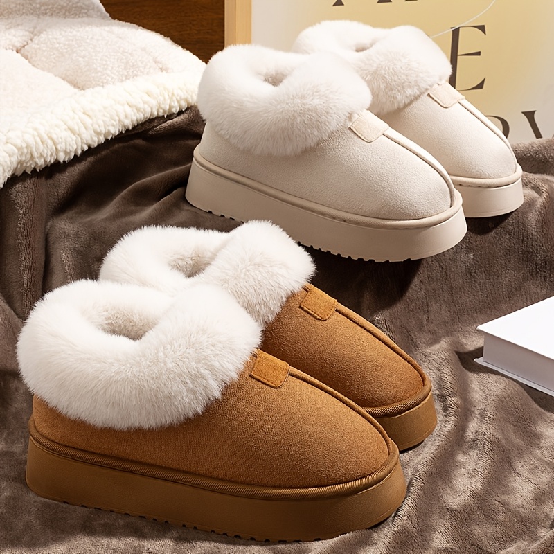 

Cozy & Stylish Winter Women's Slippers - Plush Lined, Non-slip, Quiet Sole Indoor Booties In Solid Colors