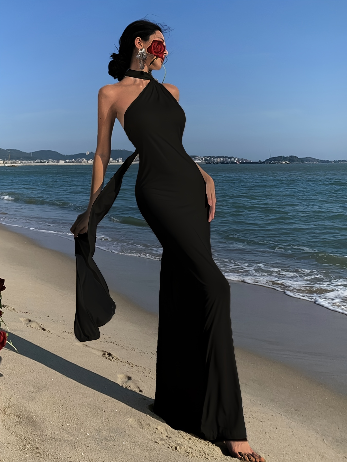 best dresses for beach wedding Promfast Ombre A Line Pleated Ruffles Beach Boho Prom Gown Beading Eve main image 1