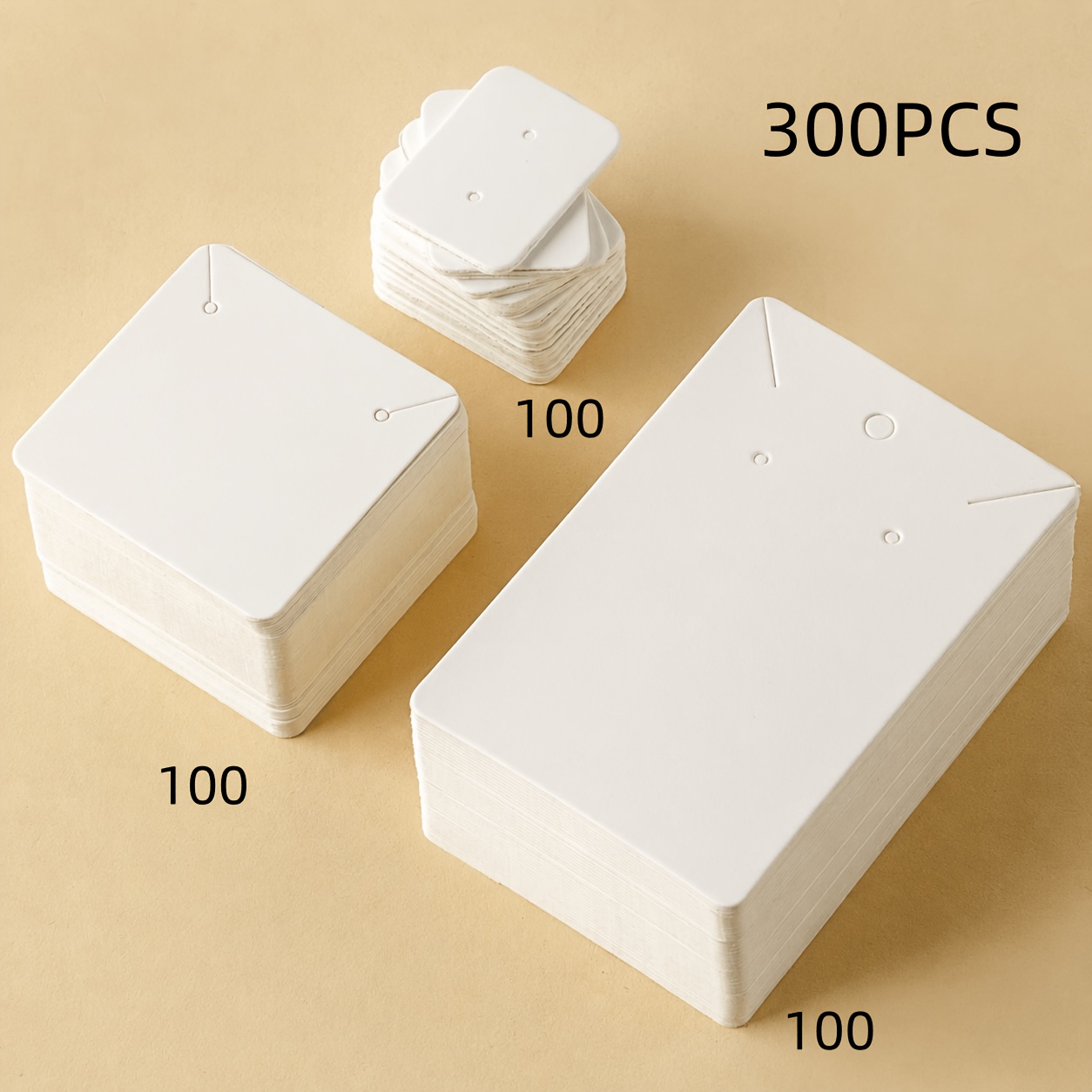 TEMU 300 (white/brown/black) Jewelry Cards For Necklace And Earring Display Bracelet Card Holder, Multiple Sizes Blank Paper Tags Suitable For Studs