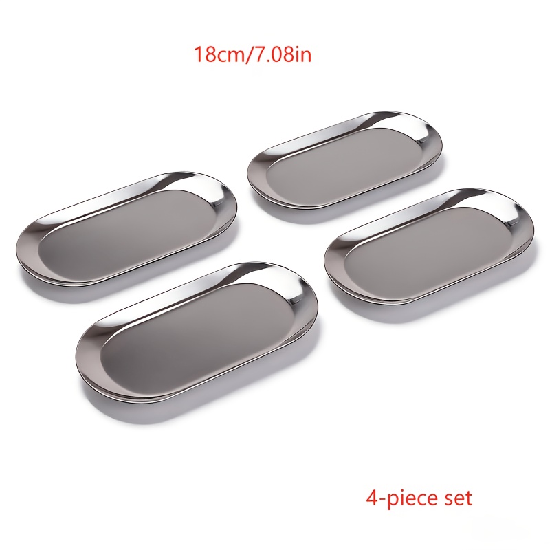TEMU Set ovali in acciaio inossidabile, da dessert, per torte, per barbecue, per snack, per sushi, vassoi per caff癡, utensili da cucina, lavabili in