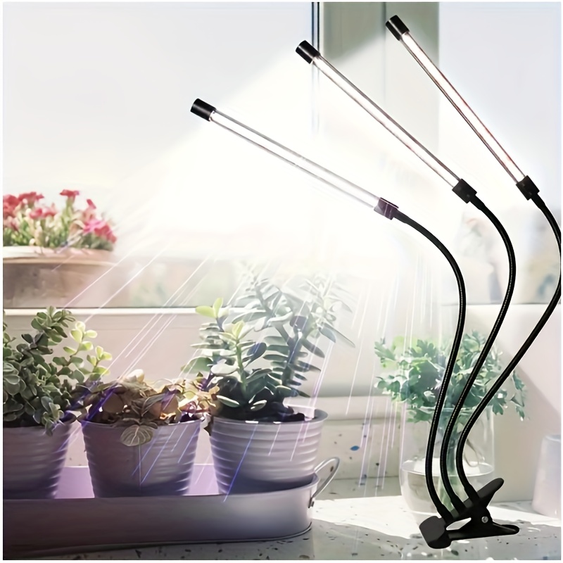 

3pcs, Plant Grow Light, Full Spectrum Clip-on Plant Lamp With White Yllow Warm White For Indoor Plants Growing, Dimmable Brightness & 3 Light Modes, Auto On/off Timing