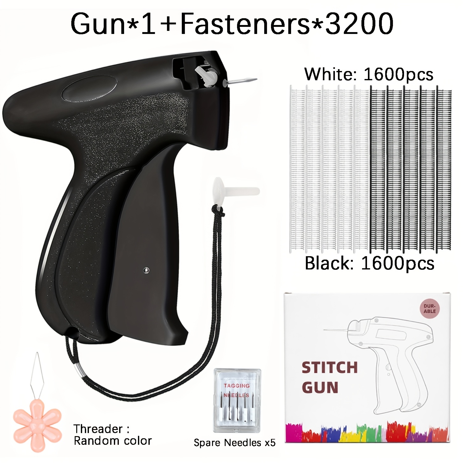 TEMU Upgraded Micro Stitching Quick Clothing Fixing Gun Set, Including 3200 Fasteners, Mini Sewing Gun, Sock Towel Clothing Label Machine, Clothing