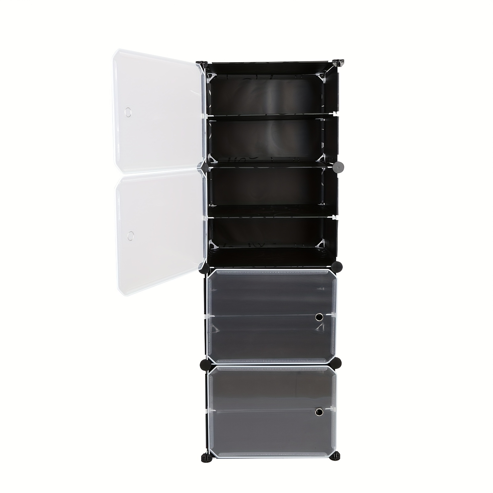 Shoe Storage Solution, 8-tier Shoe Cabinet, Modular Shelving System, Plastic Shoe Rack With Doors, Ideal For Organizing Shoes In , Bedrooms, And