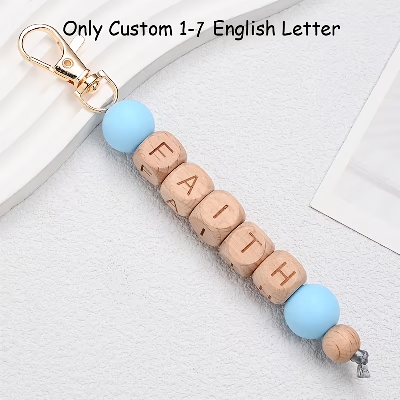 TEMU 1pc Personalized Silicone Bead Keychain Compatible For Names, Letters, Numbers - Custom Text/numbers, Bead & Charm Diy Charm Maker - Lobster