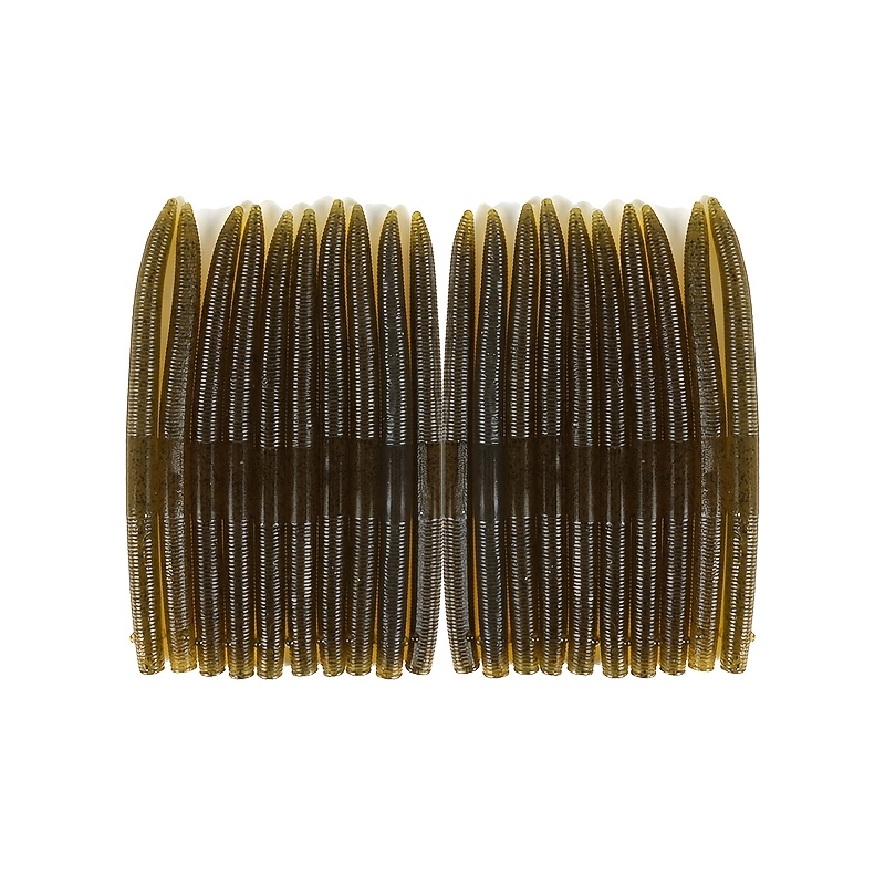 TEMU Loonva 20pcs Stick Worm Soft Bait, Pvc Material Artificial Slow-sinking Fishing Lure Soft Lure, 5in 0.2oz Stick Worm Soft Bait With Glitter For