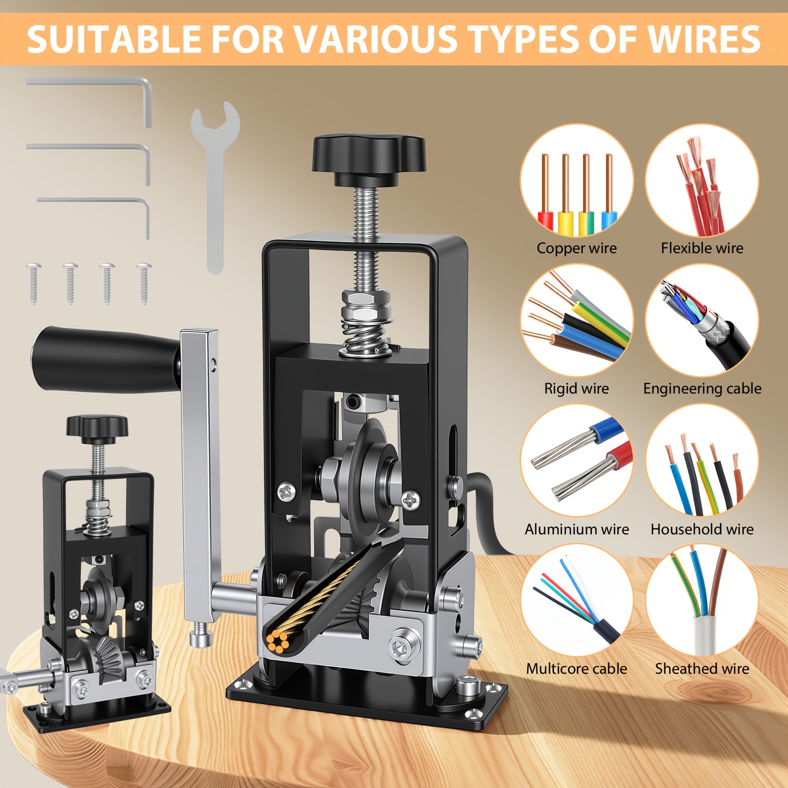 TEMU Dénudeur de Fils à Main et Perceuse, Machine à Dénuder 1-25mm pour Utilisation Fixe ou Portable - Outil de pour Bricolage et Électriciens