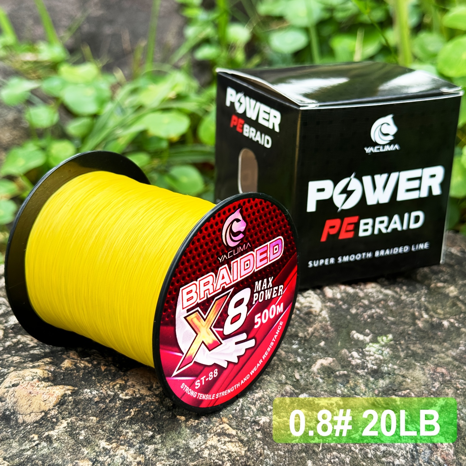 Yacuma Fishing Line 546yds/500m Yellow 8-strand Braided Pe Line, Smooth Long Casting, 20lb-118lb Poundage