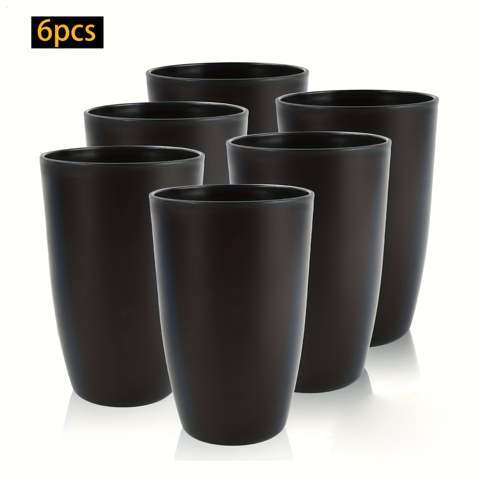 

Lot de 6 Gobelets PP Durables et Empilables - Incassables, Légers pour Café, Jus, Eau - Parfaits pour le Camping, les -, les VR, les Dortoirs - Lavables au Lave-vaisselle et au Micro-ondes, Noir