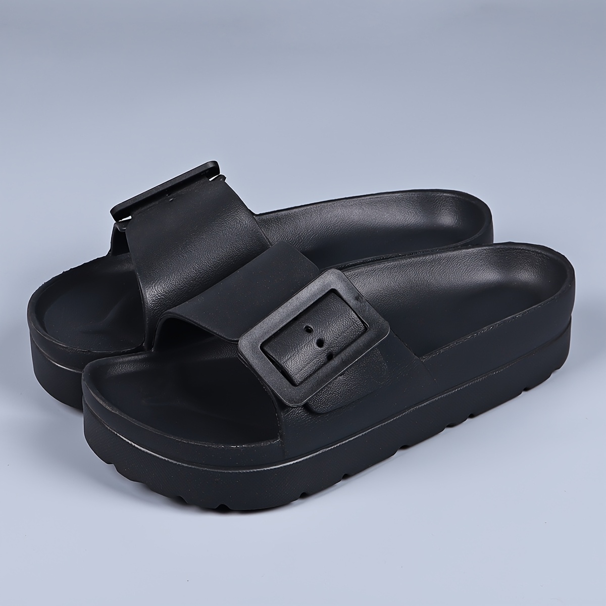 Image of Ladies' New Sandals, Adjustable Large Single Casual And Indoor Slippers, 1.75-inch Heel High Flip Flops Beach Thick-soled Slippers, Women Shoes