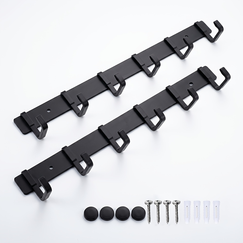 TEMU (2-pack)17.3-inch/44cm Wall Mount Coat Rack With 6 Hooks, Compact Hooks For Hanging Coats, Hats, Jacket, Bags And Purses In Entryway, Bedroom,